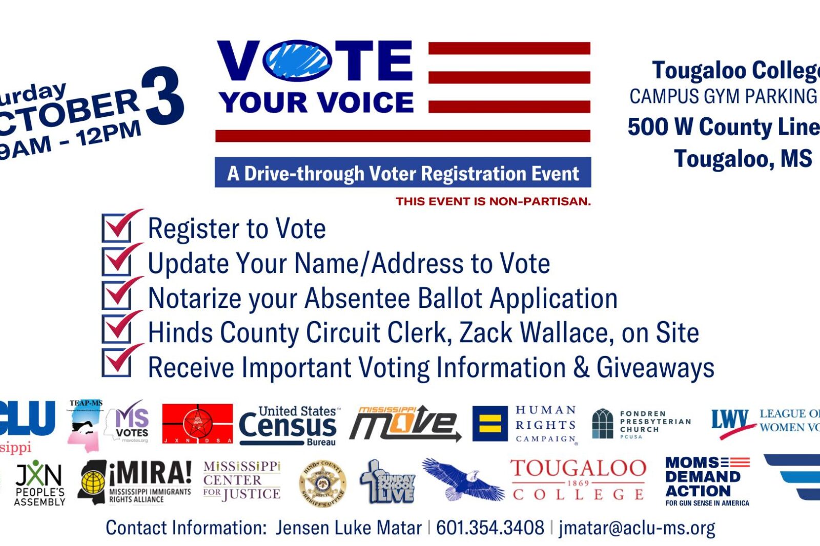ACLU of MS to hold Vote Your Voice: Drive-Through Voter Registration ...