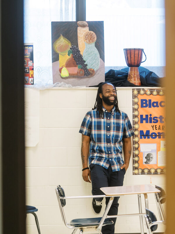 Millwood High School teacher Anthony Crawford in a classroom.