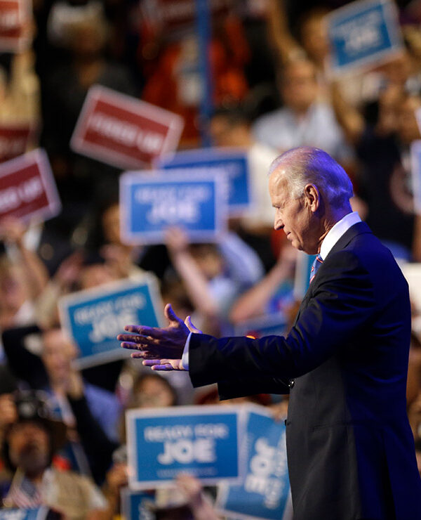 Vice President Joe Biden appears on stage as he addresses the Democratic National Convention in Charlotte, N.C.
