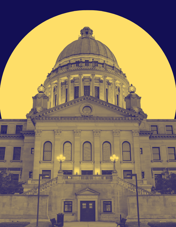 MS Capitol with Yellow Circle and Blue Background