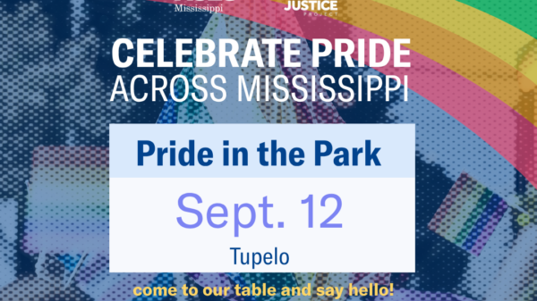 Pride in the Park event flyer. September 12 in Tupelo, MS