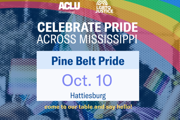 Pine Belt Pride event flyer. October 10 in Hattiesburg, MS