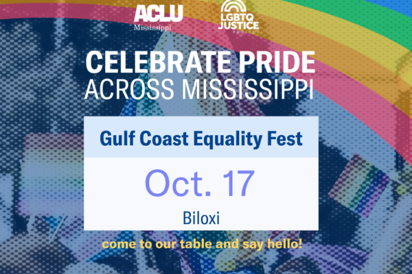 Gulf Coast Equality Fest event flyer. October 17 in Biloxi, MS