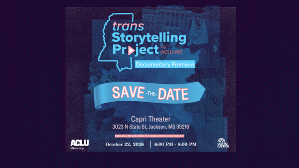 Trans Storytelling Project Save the Date flyer for Documentary premiering October 22 at the Capri Theater in Jackson, MS from 6-8 PM